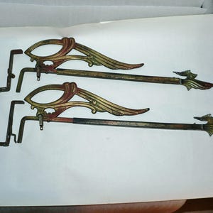 Antique Swing Arm Adjustable Curtain Rods Ornate Metal Victorian Art Nouveau
