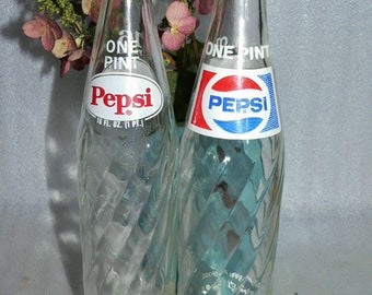 2 Pepsi Cola Swirl Pop Soda Vintage #13 Botella ACL 16 oz Twist