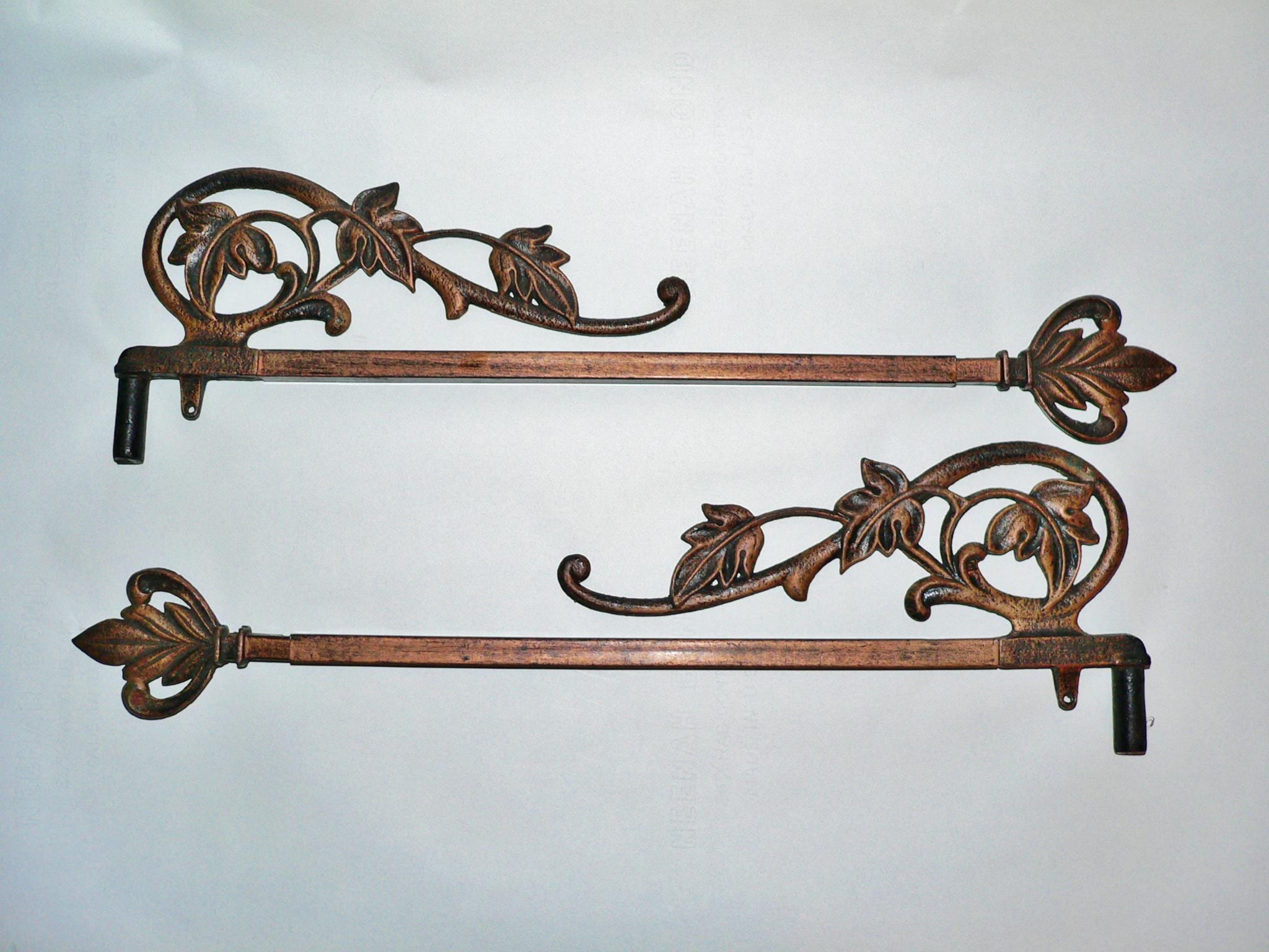 Antique Swing Arm Adjustable Curtain Rods Ornate Metal Victorian Art