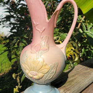 Vintage Hull Art Pottery Magnolia Ewer Vase 13.5”