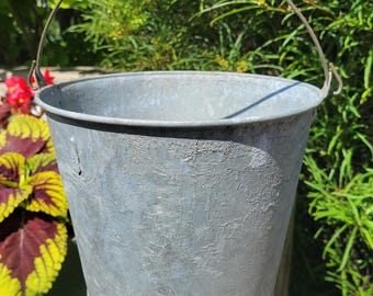 Vintage Galvanized Planter Bucket Pail Farmhouse Decor Leaks