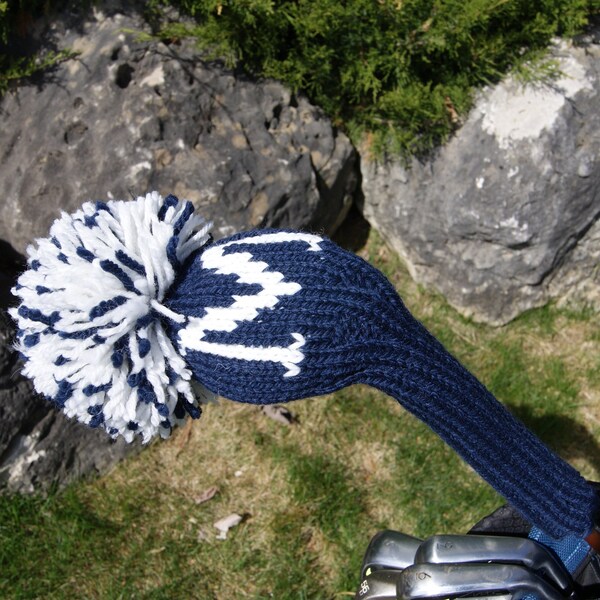 Custom Monogram Golf Club Cover for Fairway Wood; Personalized Headcover Knit Custom Initial Golf Headcover Knit 3-Wood 5-Wood Golfer Gift