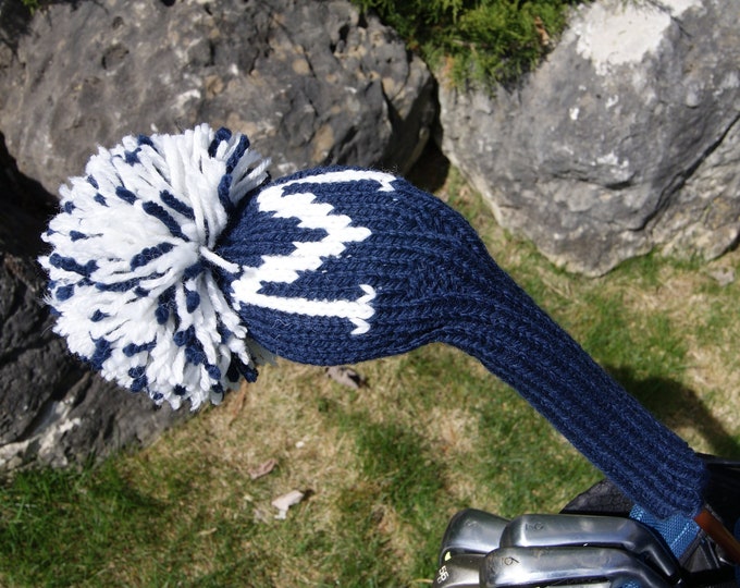 Custom Monogram Golf Club Cover for Fairway Wood; Personalized Headcover Knit Custom Initial Golf Headcover Knit 3-Wood 5-Wood Golfer Gift