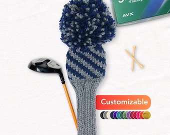 Custom Knit Golf Club Cover: Spiral Pattern with personalized colors, choose size