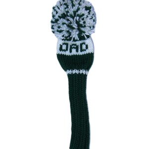 Funda de palo de golf de punto con monograma DAD; funda de cabeza de punto en verde y blanco con letras DAD Regalo de golf para papá Regalo de golfista Día del padre 3 Madera