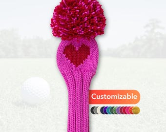 Heart Golf Club Cover: Custom Knit Headcover, choose size and colors