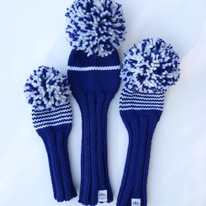 Custom Set of 3 Knit Golf Club Covers Knit Headcover Driver Cover 3 Wood Cover Hybrid Cover for Golf Club Choose Colors Gift for Golfer