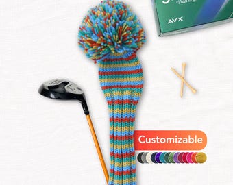 Custom Knit Golf Club Cover: Multi-Stripes, personalized colors and size