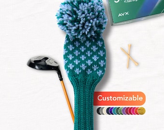 Custom Knit Golf Club Cover: Diamond Pattern Wool Golf Headcover