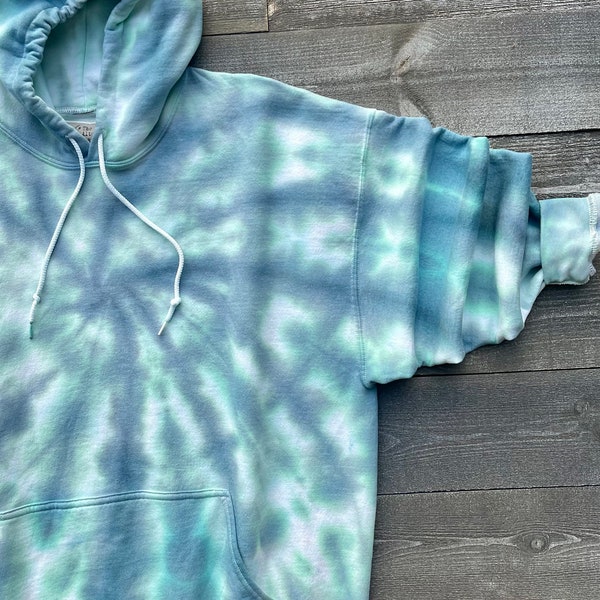 Tie-Dye Hoodie Sweatshirt / Tie-Dye Sweatshirt / Tie-Dye Hoodie / TEAL SQUEEZE