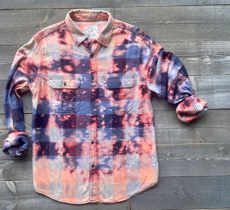 Distressed Bleached Flannel Shirt / Bleached Flannel / - Etsy