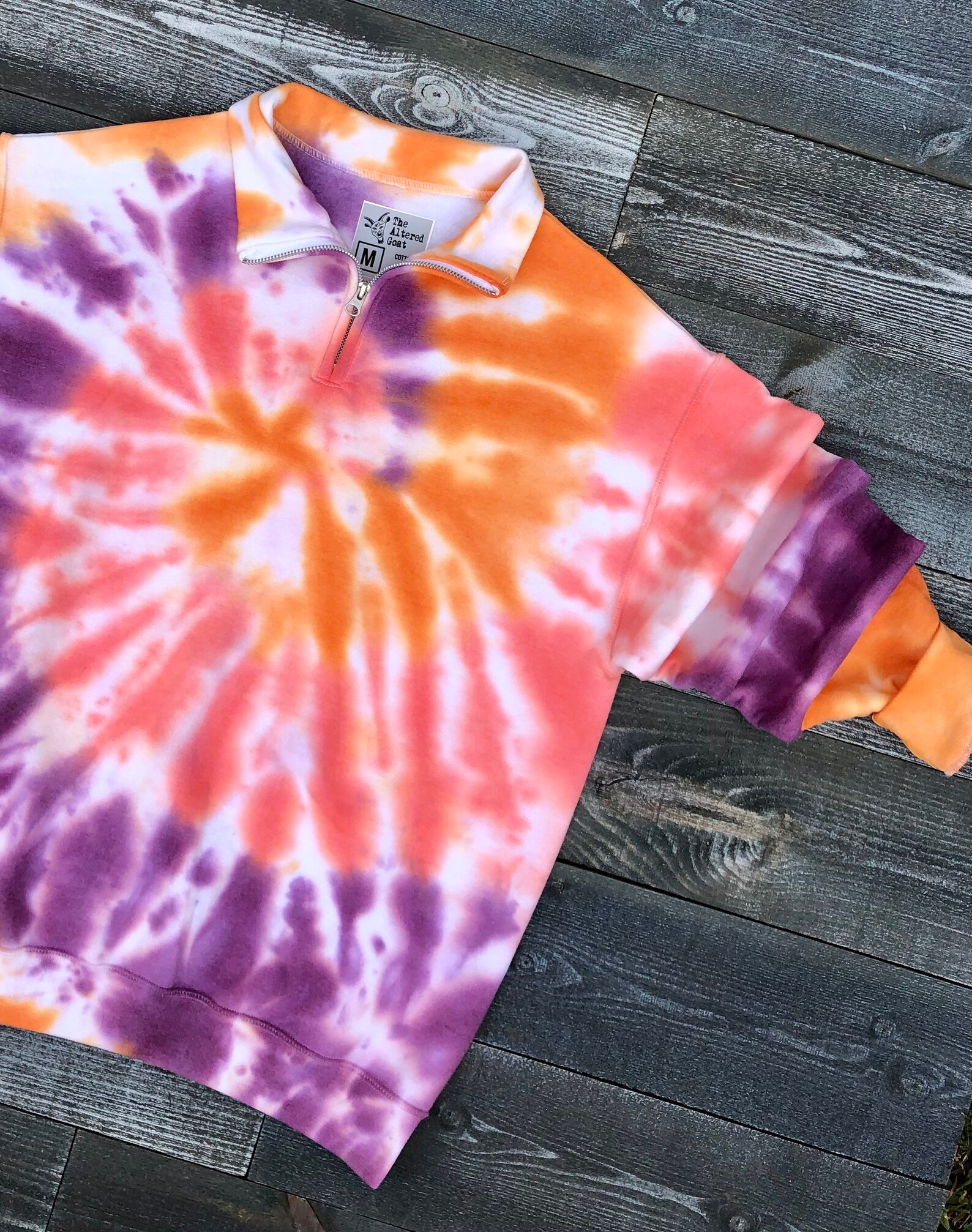 tie dye quarter zip sweatshirt