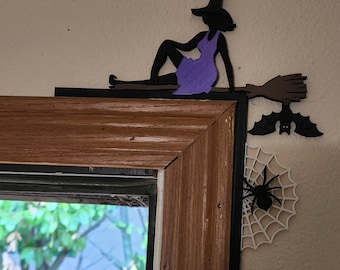 3D printed Halloween Door Corner Decoration, Spider Web, Witch, Fall Decor