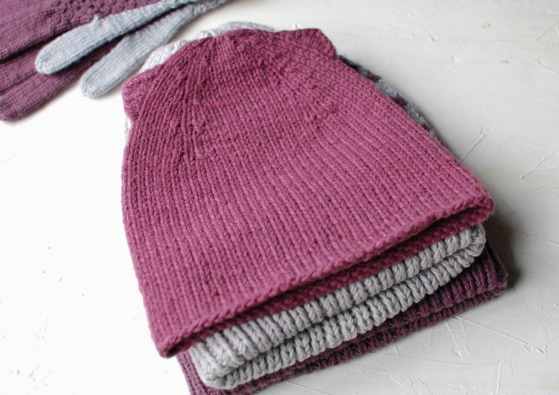 Warm pink Knit cat hat with ears for women