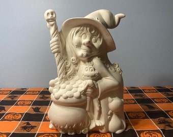 Mrs. Wicked Witch Halloween Unpainted Ceramic Bisque