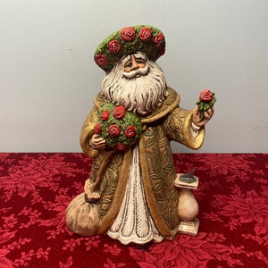 Santa With Rose’s Painted Ceramic Bisque