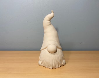 Large Tall Hatted Gnome Unpainted Ceramic Bisque Ready To Paint