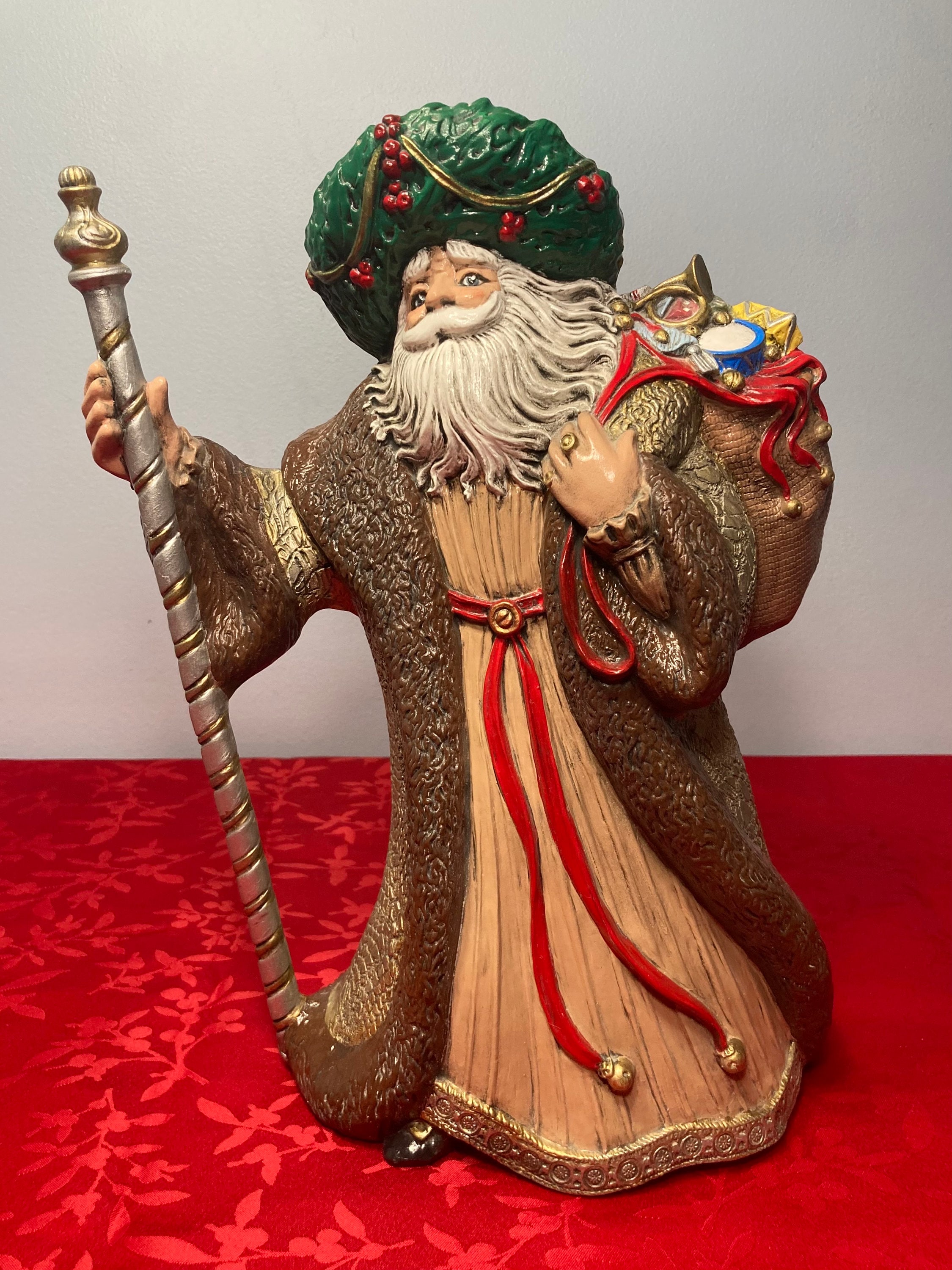 Santas by Donna ビンテージ サンタクロース人形 ハンドメイド Vintage Santa - Renaissance Santa With Walking Staff - Etsy