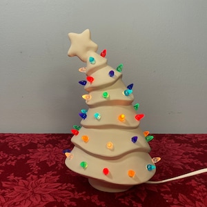 9&quot; Animated Christmas Tree Light Up Unpainted Ceramic Bisque