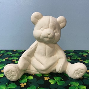 St. Patrick’s Bear Unpainted Ceramic bisque