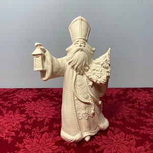 Saint Nicholas With Lantern Vintage Unpainted Ceramic Bisque Gare Mold’s Ready To Paint