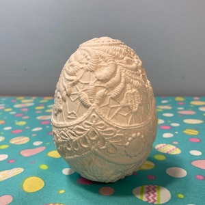 Large Lace Egg Unpainted Ceramic Bisque