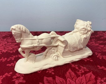 Horse Drawn Carriage Unpainted Ceramic Bisque