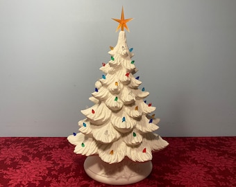 large Nowell Christmas Tree Unpainted Ceramic Bisque