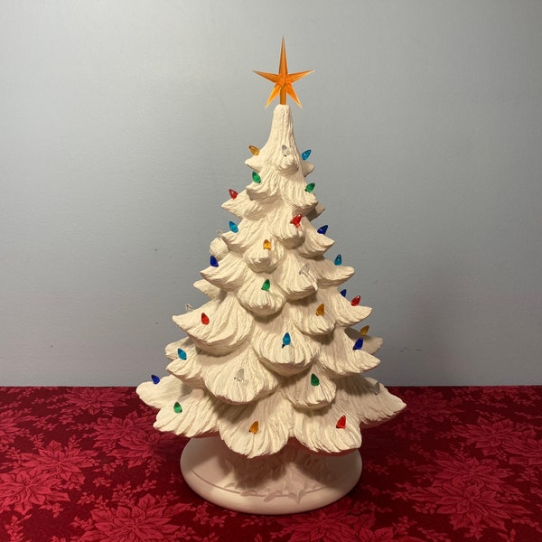 large Nowell Christmas Tree Unpainted Ceramic Bisque