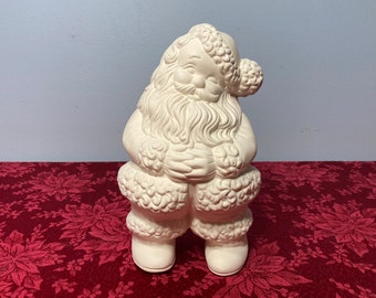 Retro Santa Unpainted Ceramic Bisque