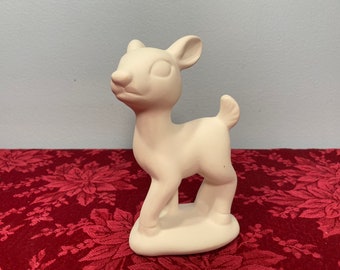 Vintage Reindeer Unpainted Ceramic Bisque Ready To Paint