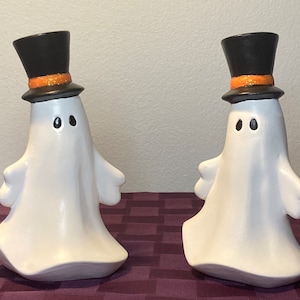 Top Hat Ghost Painted Halloween Ceramic