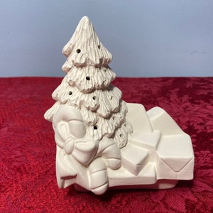 Christmas Tree With Gifts Pickup Truck Insert Unpainted Ceramic Bisque