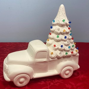 Christmas Tree Pickup Truck Insert Unpainted Ceramic Bisque Ready To Paint