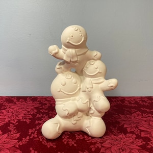 Gingerbread Man Stack Unpainted Bisque