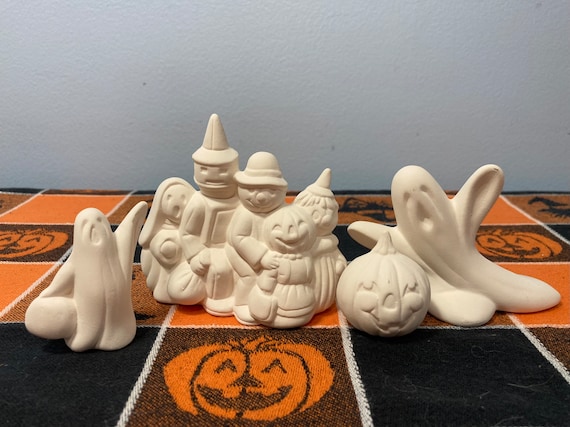 Halloween Character Set Two Unpainted Ceramic Bisque Ready To Paint