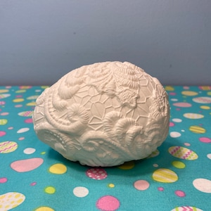 Large laying Lace Egg Unpainted Ceramic Bisque