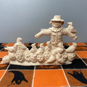 Pumpkin Patch Scarecrow Halloween Unpainted Ceramic Bisque