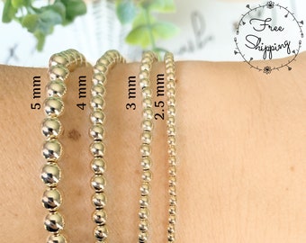 Gold Beaded Bracelet | 2.5mm 3mm 4mm 5mm 14k Gold Filled Bead Bracelet | Ball Bracelet | Layering Gold Bracelets | Stackable Bracelets