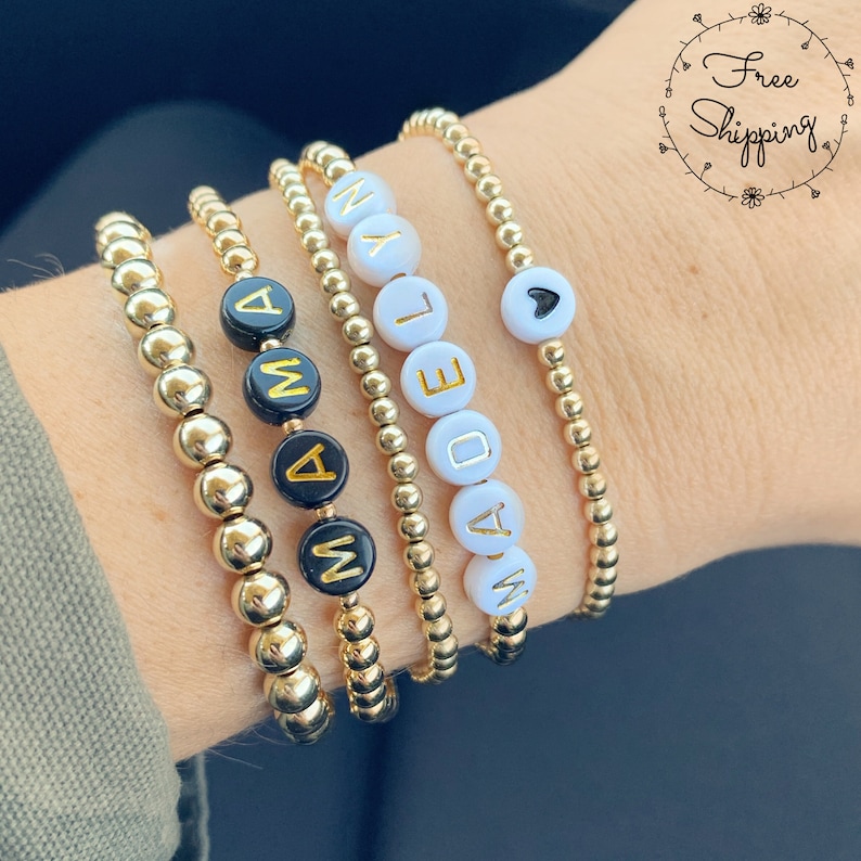 Personalized Custom Beaded Bracelet Custom Word Bracelet Etsy