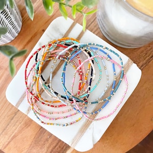 Summer Bracelet Stack | Custom Colorful Beaded Bracelet | Dainty Bracelets |  Layering Bracelets | Hand Beaded Bracelets | Mix & Match
