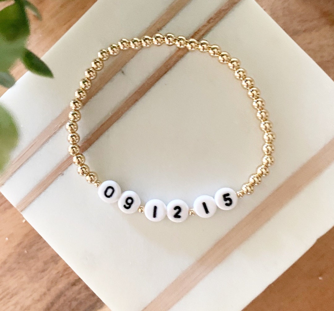 Special Date Bracelet Personalized Custom Beaded Bracelet Gold Filled Beaded Bracelets Stackable Bracelets Anniversary Birthday - Etsy