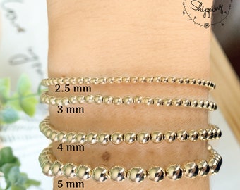 4 Beaded Bracelet Stack | 2.5mm 3mm 4mm 5mm Gold Filled Bead Bracelet Stack | Ball Bracelet | Layering Gold Bracelets | Stackable Bracelets