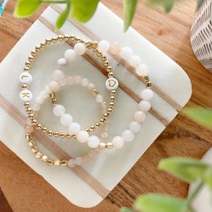 2 Gemstone Bracelet Stack | Round Pink Aventurine Bead Bracelets | Beaded Bracelets | Gemstone Jewelry | Gemstone Bracelets | Lucky Stone