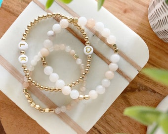 2 Edelsteen armband stack | Ronde Roze Aventurine Kralen armbanden | Beaded Armbanden | Edelsteen sieraden | Edelsteenarmbanden | Gelukkige Steen