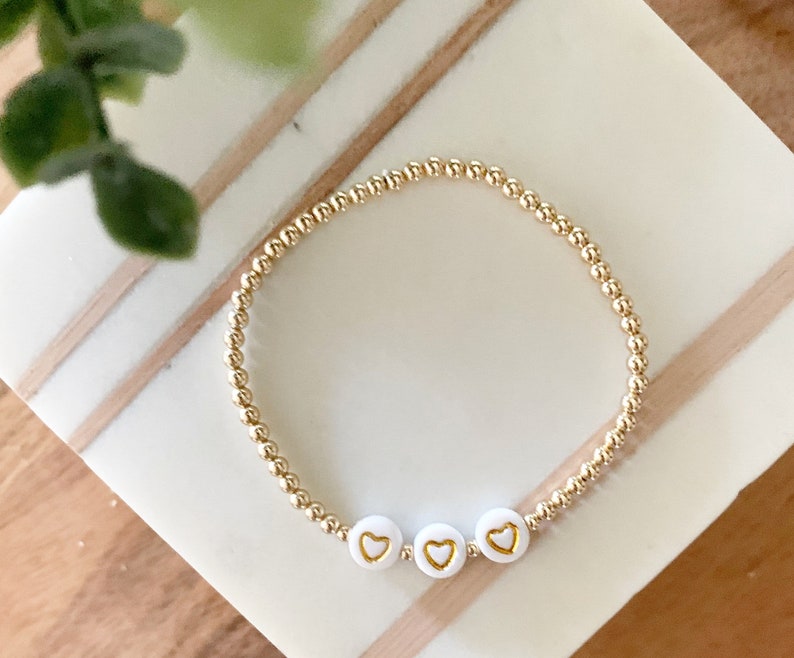 3 Gold Heart Bracelet Special Date Bracelet Personalized Etsy