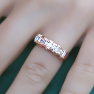Diamond Band, Bridal Band, Baguette Ring, Baguette Wedding Band, Stacking Band, Baguette Diamond Ring, Rose Gold Diamond Band For Women