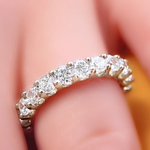 Full Eternity Band Wedding Band 18K Diamond Ring Stacking Band Stackable Ring Women Diamond Wedding Band White Gold cz Wedding Band