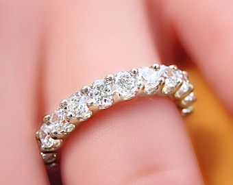 Full Eternity Band Wedding Band 18K Diamond Ring Stacking Band Stackable Ring Women Diamond Wedding Band White Gold cz Wedding Band