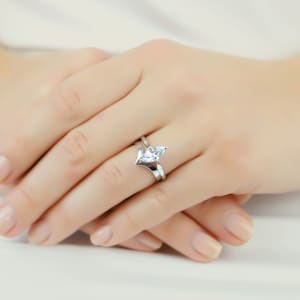 1 Carat Marquise Engagement Ring with Nesting Wedding Band, 14k Solid Gold Wedding Ring Women, Solitaire Marquise Ring, Simulated Ring
